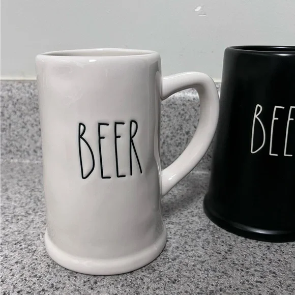 Rae Dunn Black and White Beer Mugs Trio - Picture 2 of 16